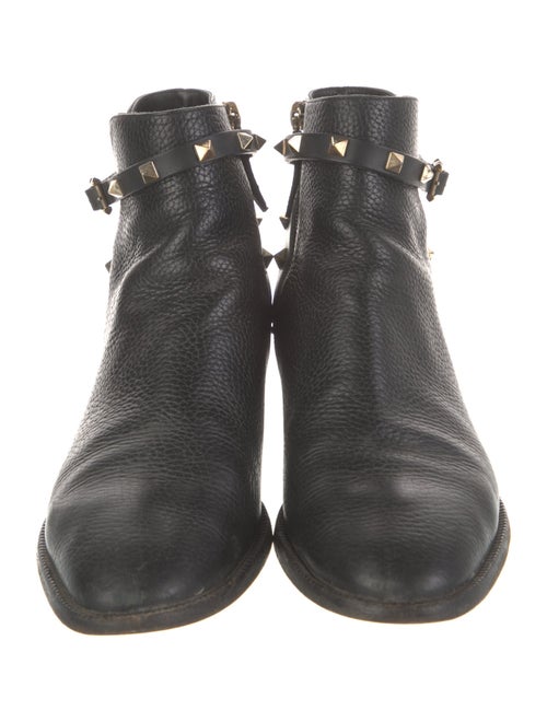 Valentino Rockstud Accents Leather Moto Boots