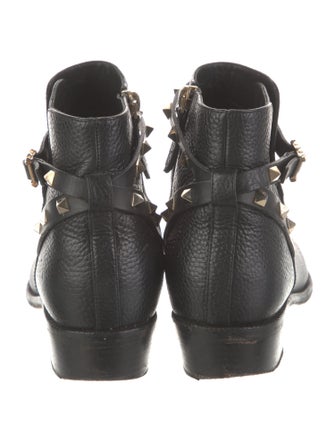 Valentino Rockstud Accents Leather Moto Boots