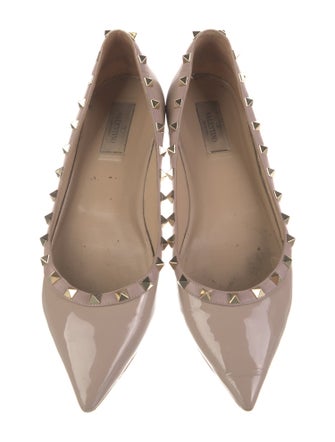 Valentino Rockstud Accents Patent Leather Ballet Flats