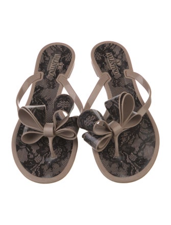Valentino Rubber Bow Accents Slides