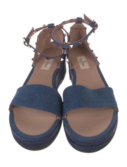 Valentino Rockstud Accents Denim Espadrilles