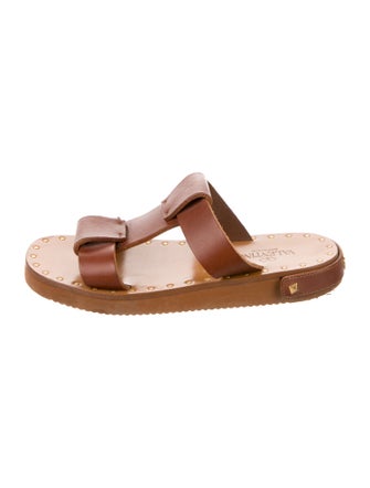 Valentino Rockstud Accents Leather Slides