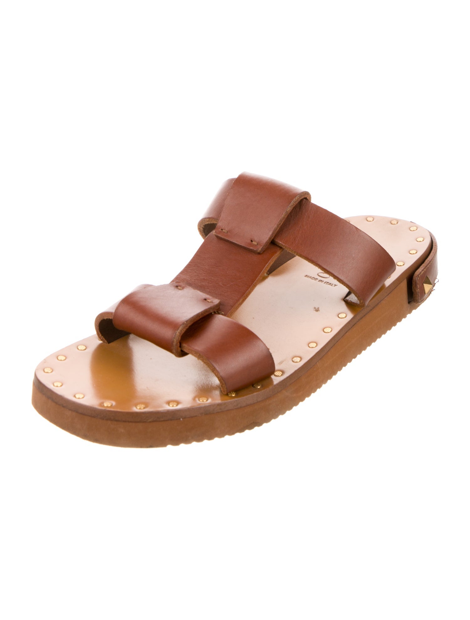 Valentino Rockstud Accents Leather Slides