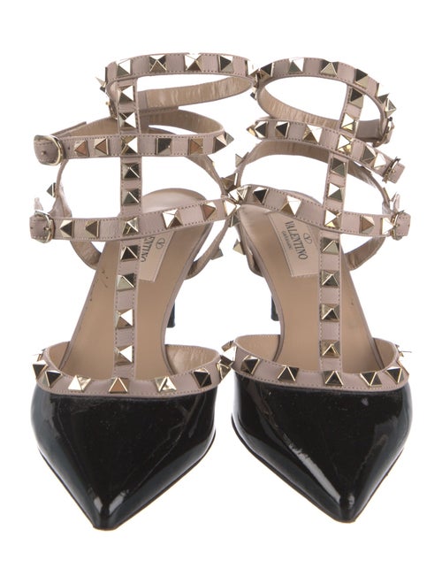 Valentino Rockstud Accents Patent Leather T-Strap Pumps