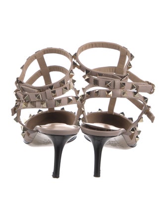 Valentino Rockstud Accents Patent Leather T-Strap Pumps