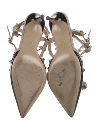 Valentino Rockstud Accents Patent Leather T-Strap Pumps