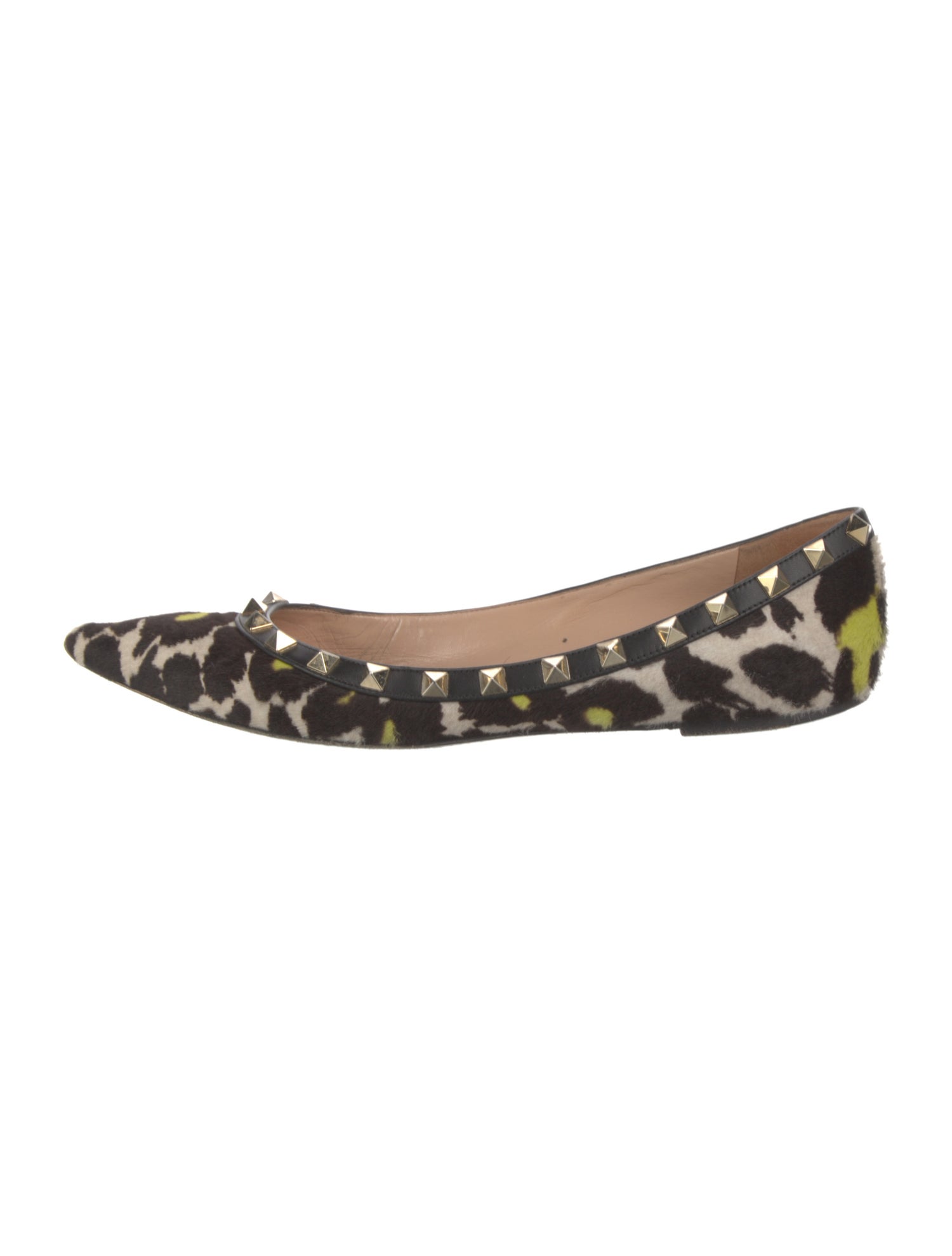 Valentino Rockstud Accents Ponyhair Ballet Flats