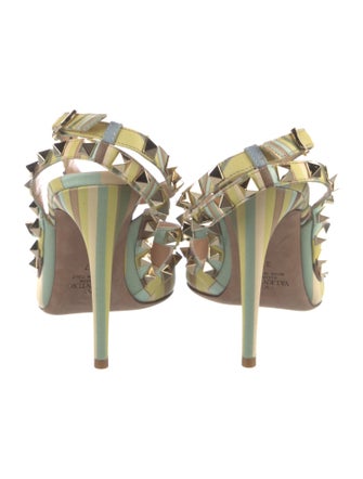Valentino Rockstud Accents Leather T-Strap Pumps