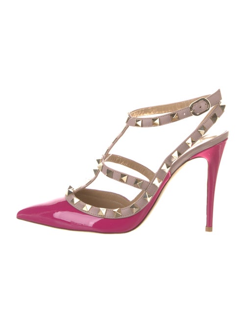 Valentino Rockstud Accents Patent Leather T-Strap Pumps