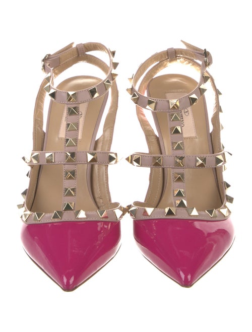 Valentino Rockstud Accents Patent Leather T-Strap Pumps