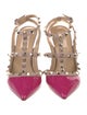 Valentino Rockstud Accents Patent Leather T-Strap Pumps