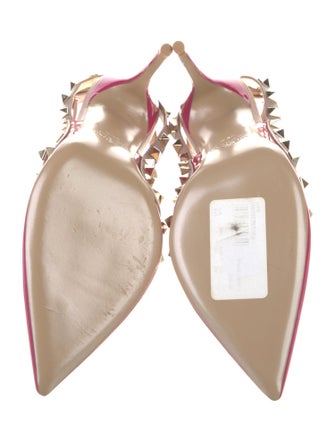 Valentino Rockstud Accents Patent Leather T-Strap Pumps