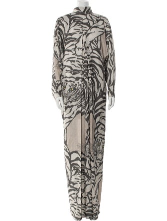 Valentino Animal Print Mock Neck Jumpsuit