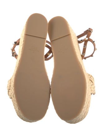 Valentino Rockstud Accents Straw Espadrilles