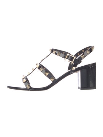 Valentino Rockstud Accents Leather T-Strap Sandals