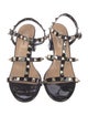 Valentino Rockstud Accents Leather T-Strap Sandals
