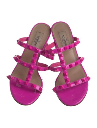 Valentino Rockstud Accents Patent Leather Gladiator Sandals