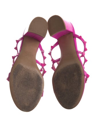 Valentino Rockstud Accents Patent Leather Gladiator Sandals