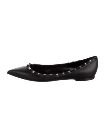 Valentino Rockstud Accents Leather Ballet Flats