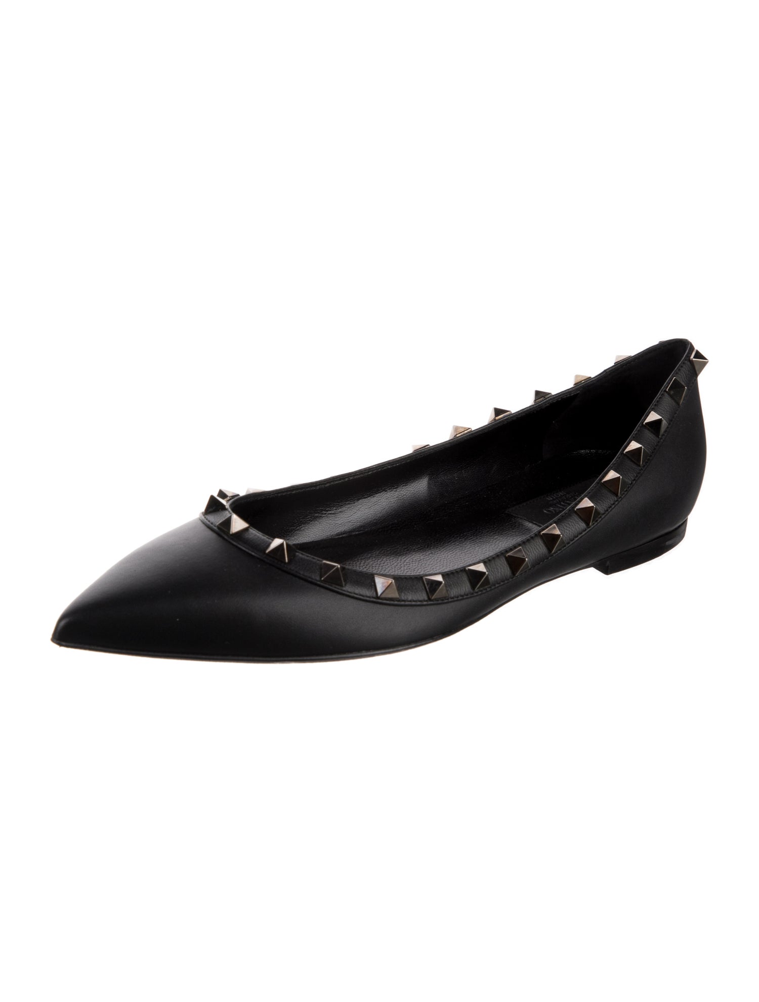 Valentino Rockstud Accents Leather Ballet Flats