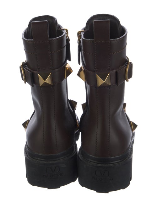 Valentino Rockstud Accents Leather Combat Boots