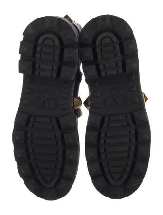 Valentino Rockstud Accents Leather Combat Boots