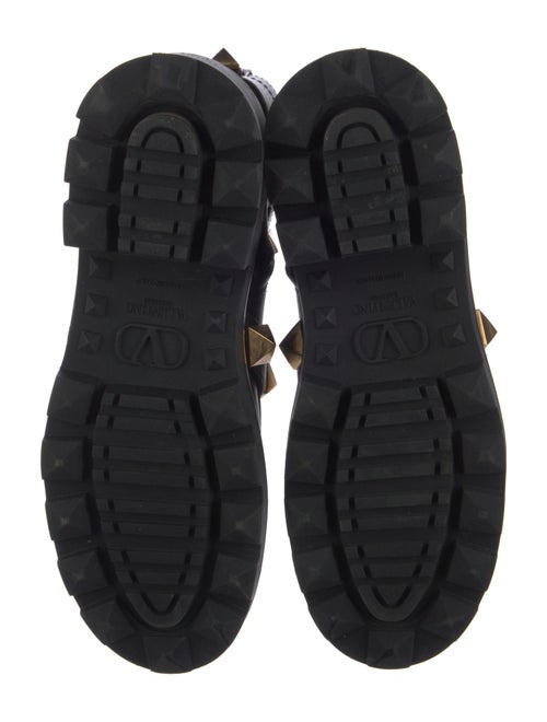 Valentino Rockstud Accents Leather Combat Boots