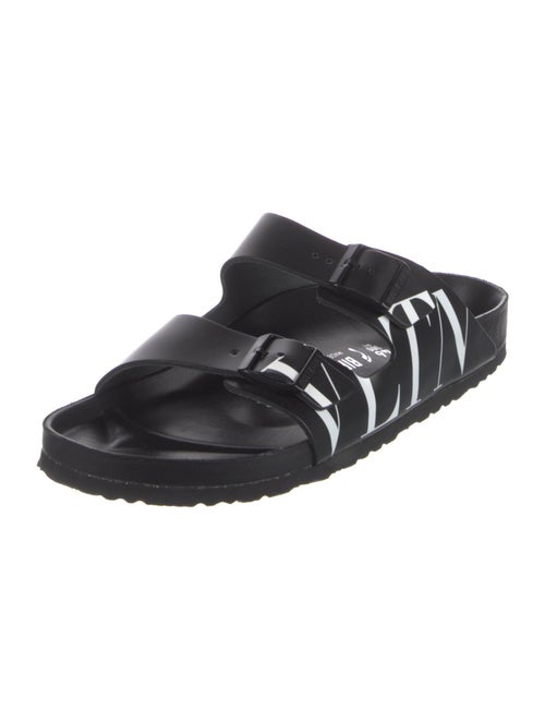 Valentino Leather Graphic Print Slides