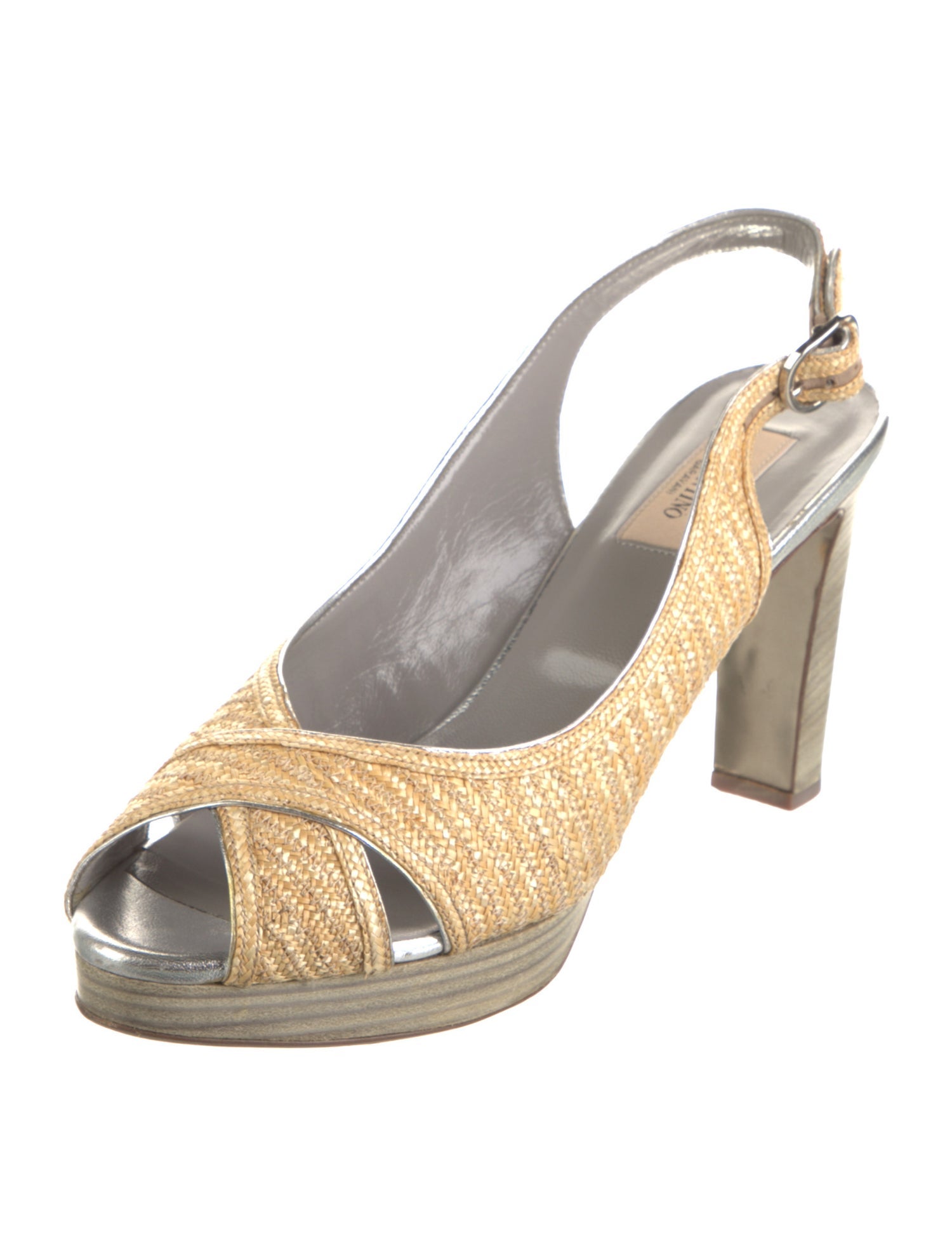 Valentino Straw Slingback Pumps
