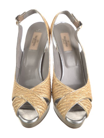 Valentino Straw Slingback Pumps