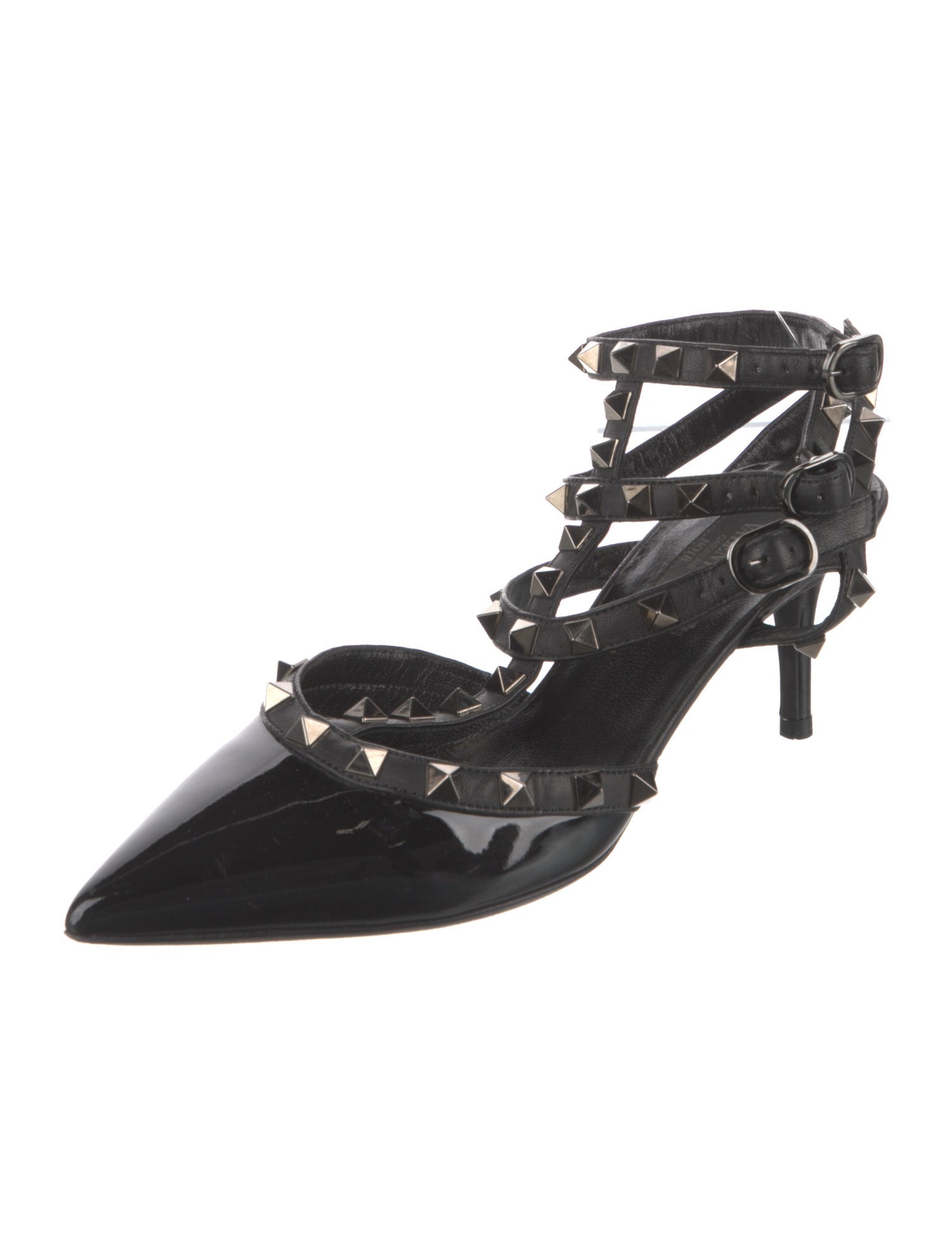 Valentino Rockstud Accents Leather Slingback Pumps