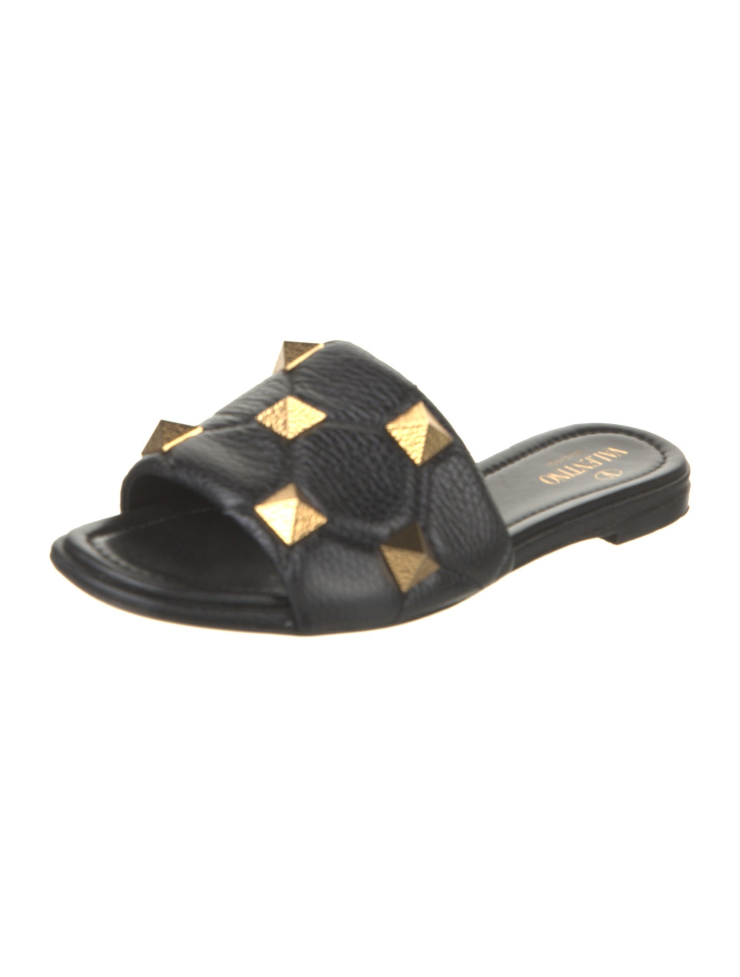 Valentino Rockstud Accents Leather Slides