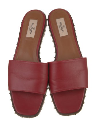 Valentino Rockstud Accents Leather Slides