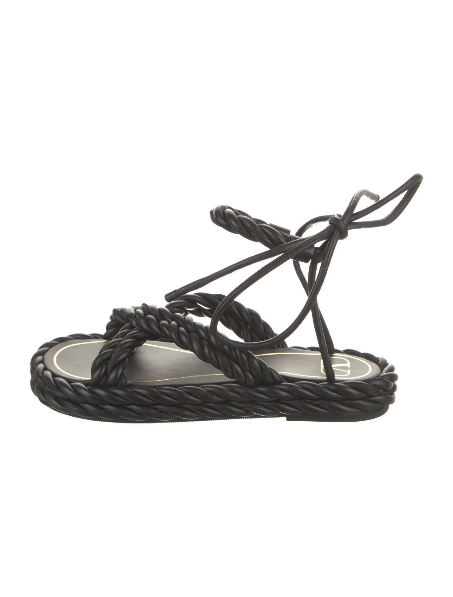 Valentino Leather Braided Accents Slingback Sandals