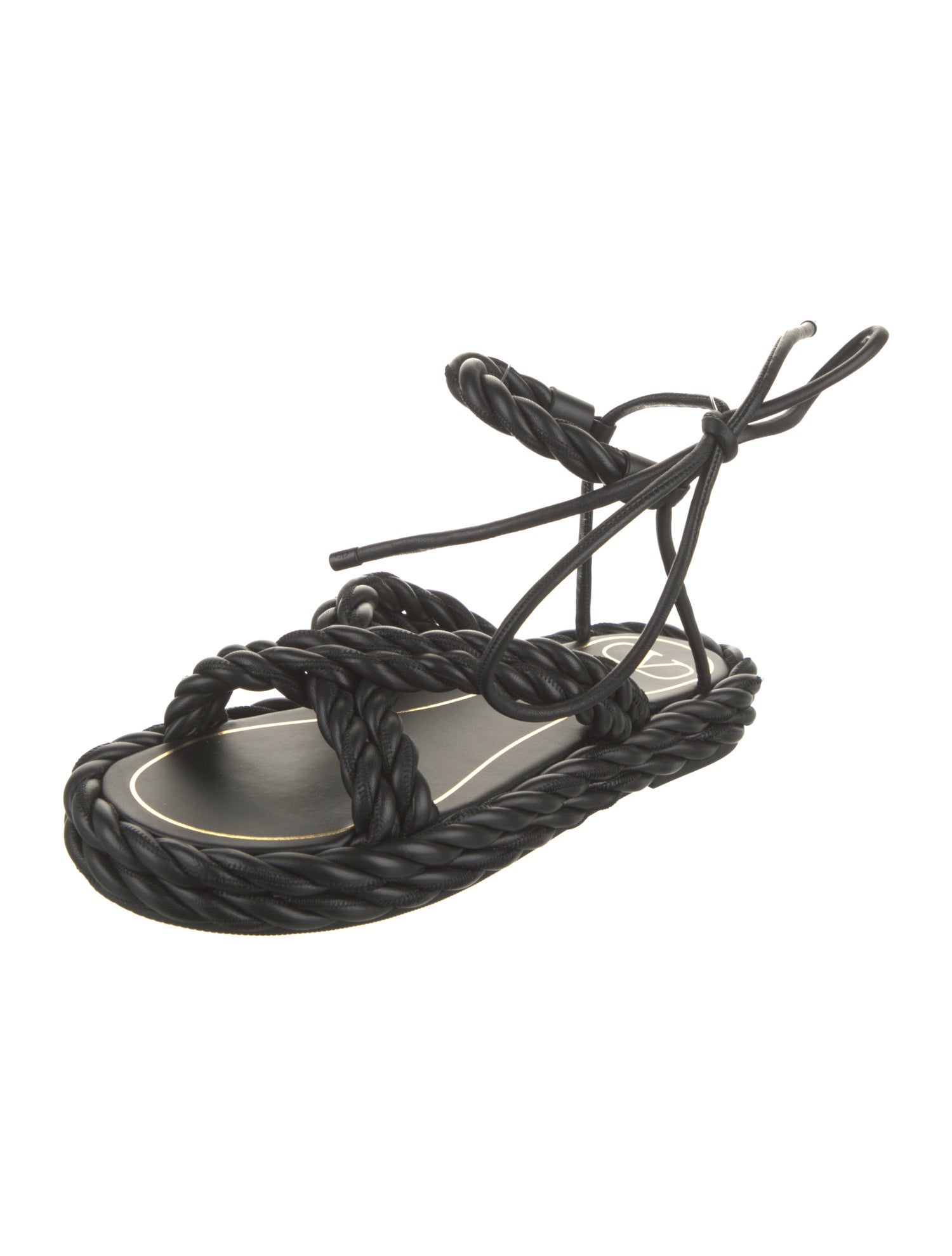 Valentino Leather Braided Accents Slingback Sandals