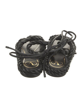 Valentino Leather Braided Accents Slingback Sandals