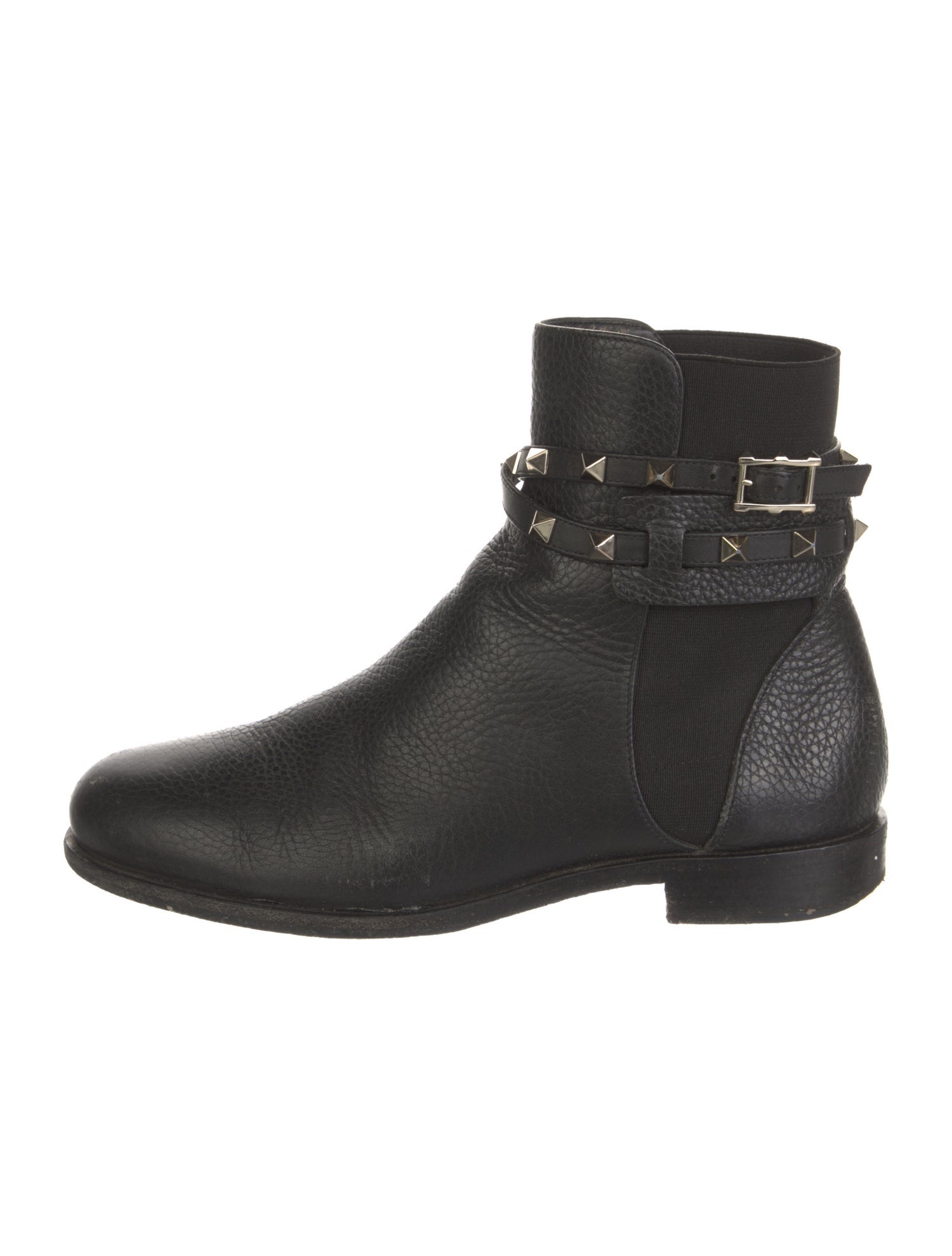 Valentino Rockstud Accents Leather Moto Boots