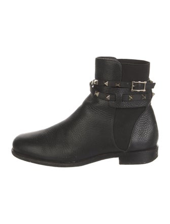 Valentino Rockstud Accents Leather Moto Boots