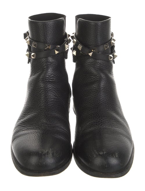 Valentino Rockstud Accents Leather Moto Boots