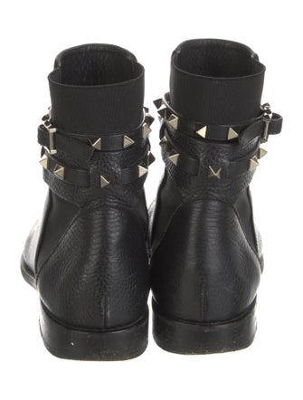 Valentino Rockstud Accents Leather Moto Boots