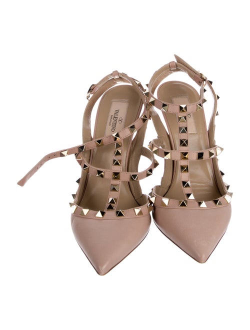 Valentino Rockstud Accents Leather T-Strap Pumps