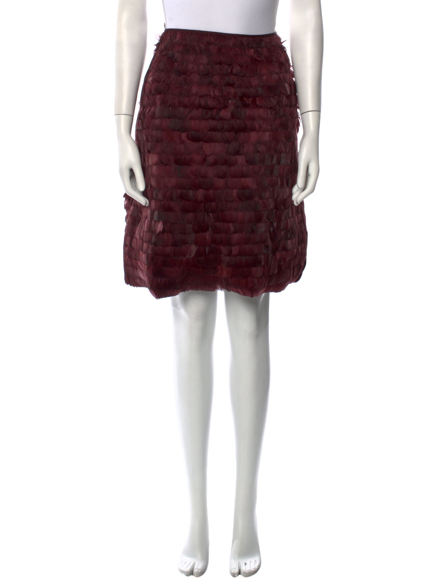 Valentino Feather Trim Knee-Length Skirt