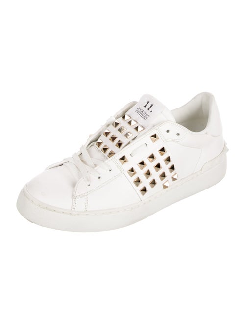 Valentino Rockstud Accents Leather Sneakers