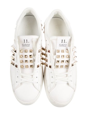 Valentino Rockstud Accents Leather Sneakers