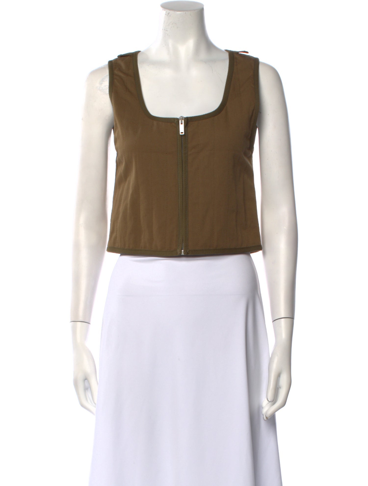 Valentino Square Neckline Sleeveless Crop Top