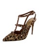 Valentino Rockstud Accents Canvas T-Strap Pumps