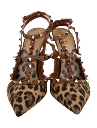 Valentino Rockstud Accents Canvas T-Strap Pumps