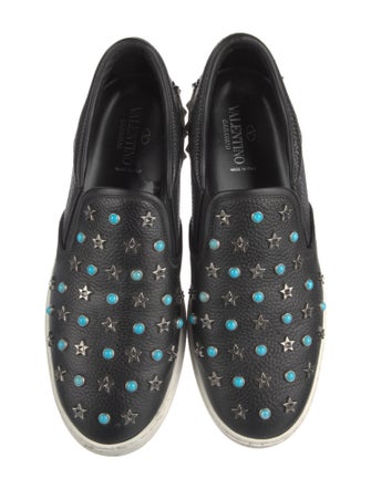 Valentino Leather Colorblock Pattern Sneakers