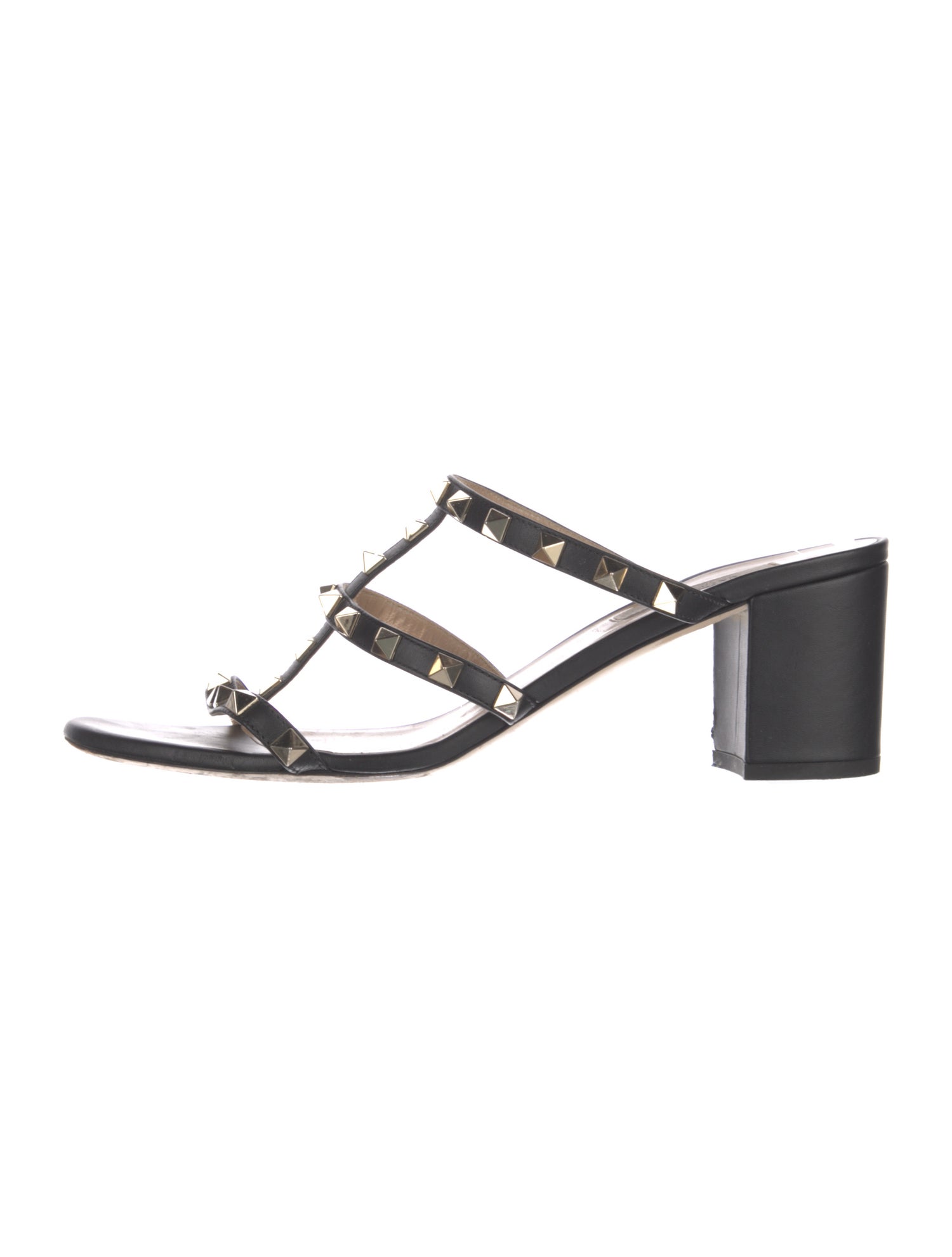 Valentino Rockstud Accents Leather Slides