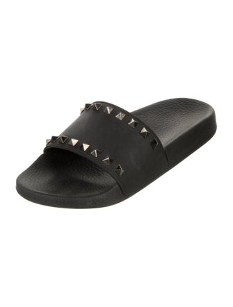 Valentino Rockstud Accents Rubber Slides
